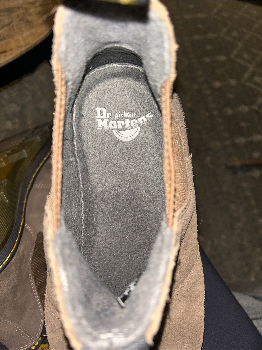 Dr. Martens Men’s Brown Suede Hardie 2 Boots with Yellow Stitching Sz 9 - Picture 6 of 7